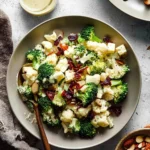 Vibrant Broccoli and Cauliflower Salad in a Bowl