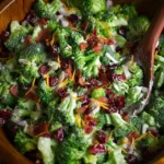 Vibrant Broccoli Salad with Cranberries on a Serving Plate