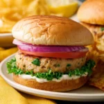 Juicy Chicken Burgers with Ground Chicken on Grill