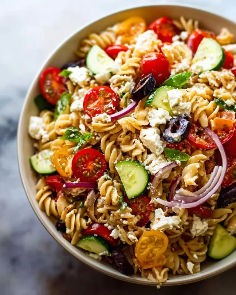 Vibrant Greek Pasta Salad with Fresh Ingredients