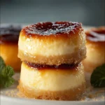 Mini Crème Brûlée Cheesecakes Plated with Fresh Berries