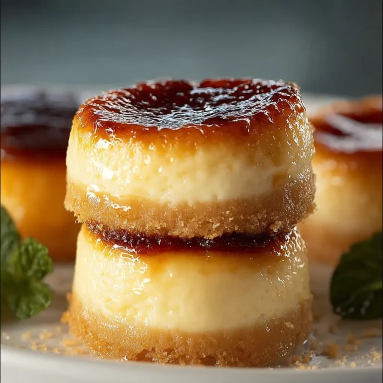 Mini Crème Brûlée Cheesecakes Plated with Fresh Berries