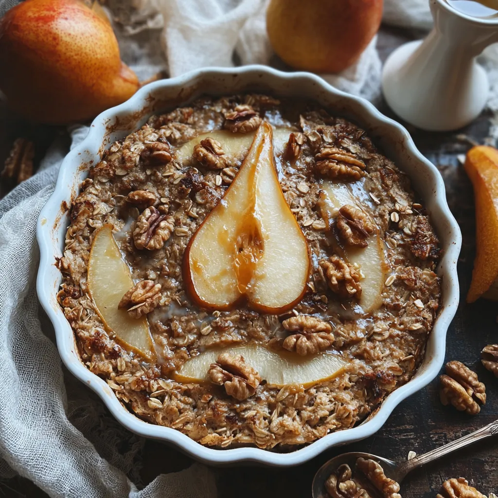 Pear and Walnut Baked Oatmeal