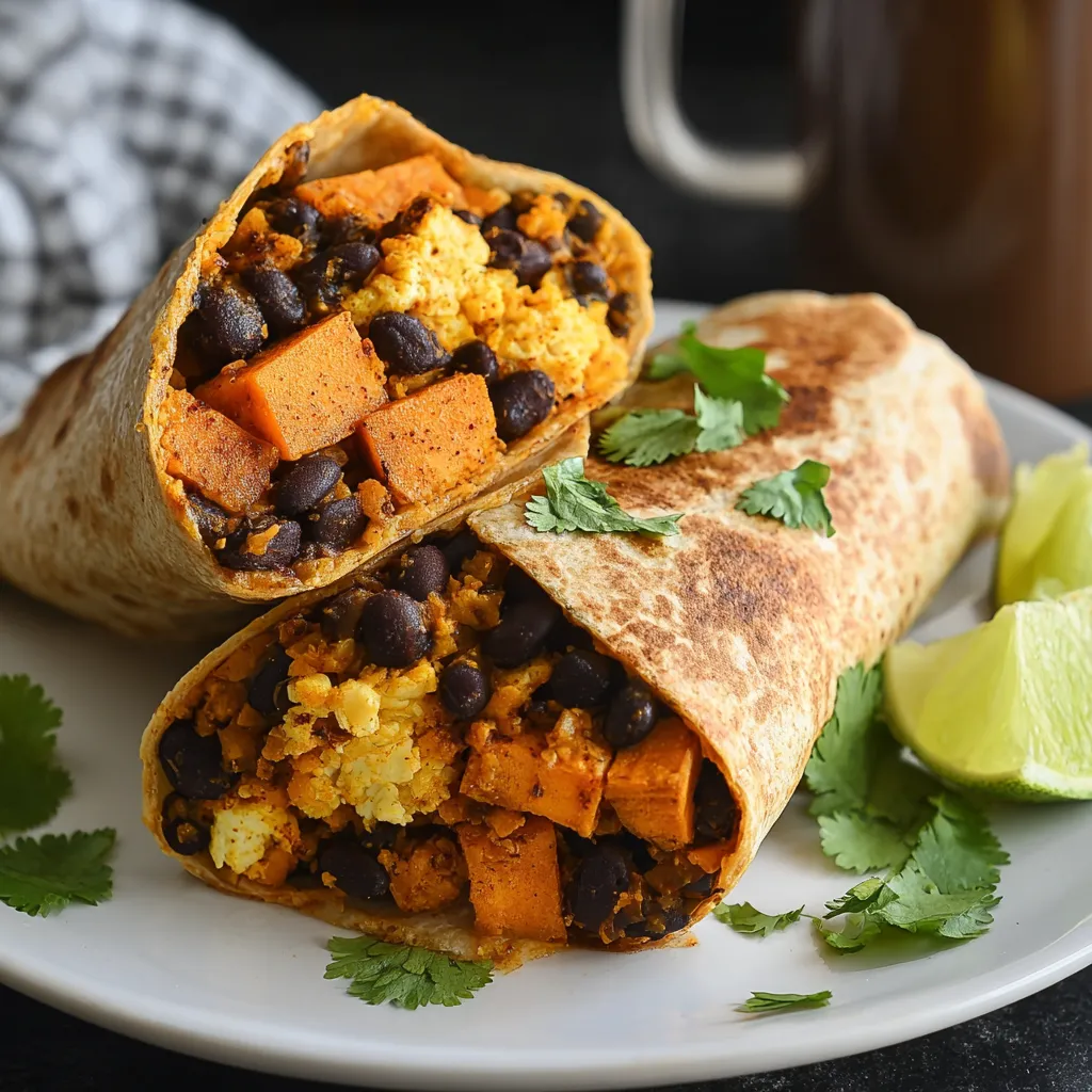 Sweet Potato and Black Bean Breakfast Burritos