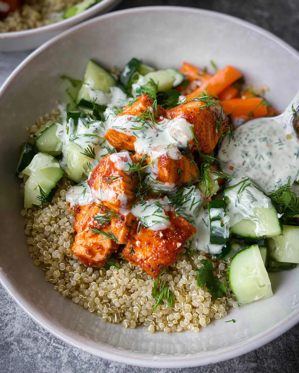 salmon quinoa bowl